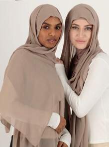 1 pieza Clásico casual de mujer Bufanda de gasa instantánea, unicolor, suave y cómoda tela de modal transpirable, bufanda/diadema todo en uno, adecuada para uso diario con vestidos - caqui claro - Ver 3