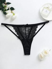 性感蕾丝吊带镂空丁字裤内裤，女士透明低腰内裤