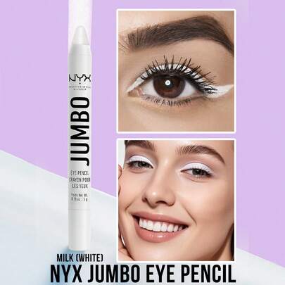  NYX 巨型眼线笔，乳白色，快速上妆，多用途，质地顺滑，采用优质材料制成，独特设计，小巧包装，多功能，多种颜色可选，性价比高，可用作眼影/眼线/眉笔，持久防水，适合新手、上班族、时尚达人、日常通勤、派对和旅行补妆。