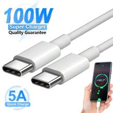 TekaGene PD 100W Fast Charging Cable USB Type C To Type C 5A 20V Fast Charger Data Cable Compatible With Iphone 15 Max Pro - White - View 6