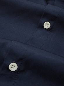 Men's Classic Formal Navy Blue Dress Shirt, Collared Button-Down Long Sleeve Shirt, Overseas Bestseller! Navy Blue Fitted Shirt, Unlock The Charm Of A Stylish Man