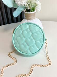 Girls' Embroidered Heart Shaped PU Leather Chain Shoulder Bag