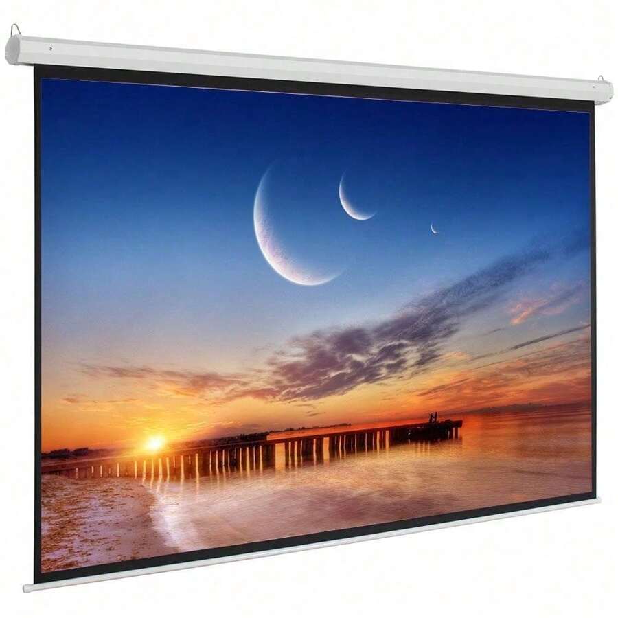 Home Office 92" 16:9 Motorized Projector Screen Projection 80" X 45" With Remote - 1 - View 1