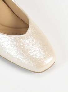 女式方头舒适粗跟软底工作鞋