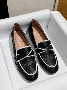 Mengshangli French Retro Square Toe Thick Heel Shoes For Women, All-Season Fashion Shallow High Heels Business Soft Leather Shoes