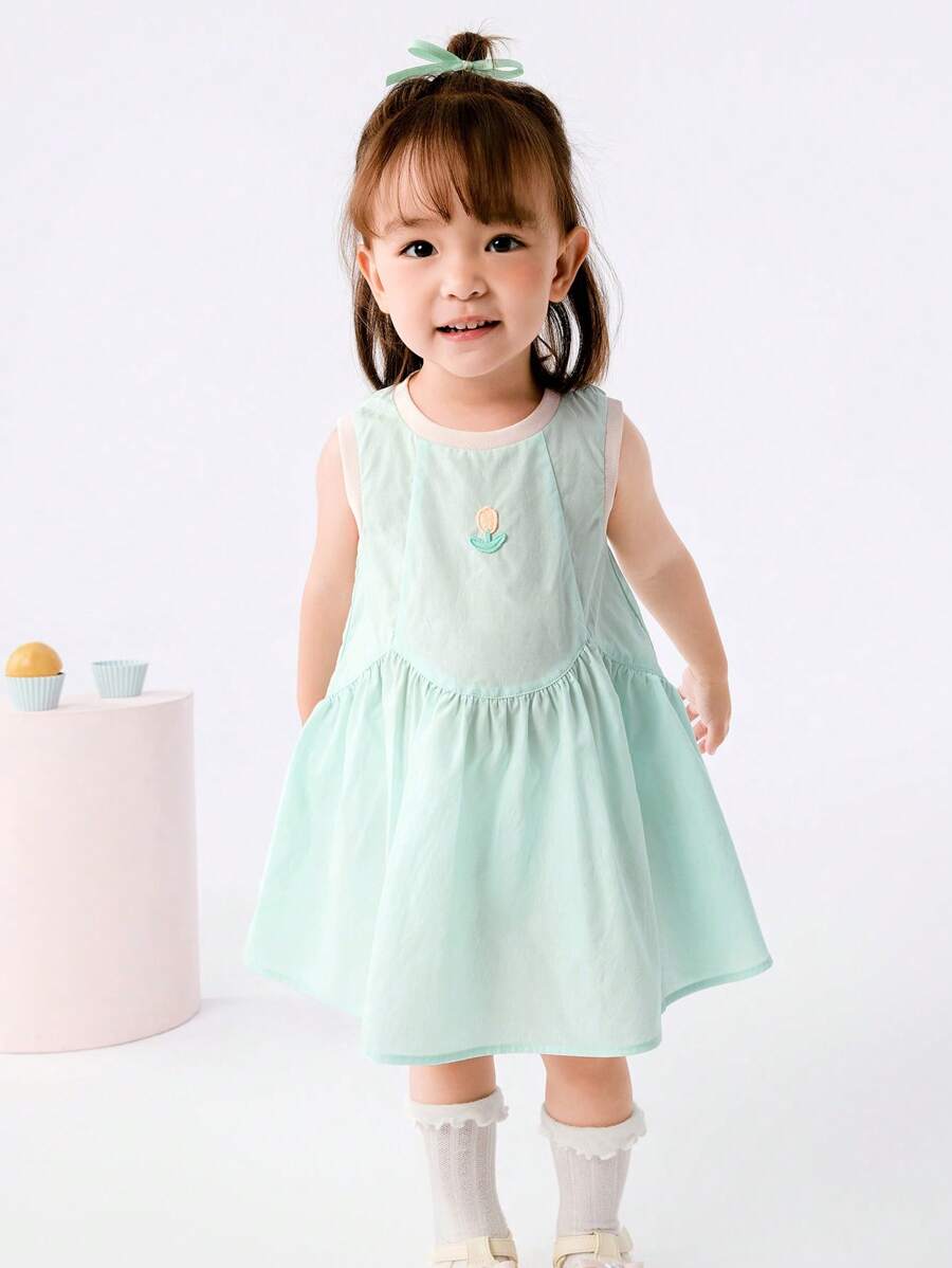 Balabala Girls' Dress, 2025 Summer Princess Style Baby Dress - Pink Green - View 1