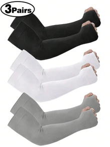 3 pares de mangas para el brazo unisex, mangas de compresión para hombres, mangas protectoras contra el sol para hombres y mujeres, adecuadas para la escuela, el Día de la Madre, los jóvenes, guantes bloqueadores del sol