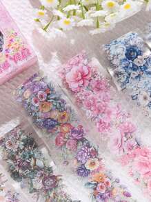 6 Rollen Schönes Blumenmuster PET wasserfestes Klebeband für DIY Scrapbooking, Journaling und Foto-Collagen Dekorative Aufkleber Rollen - Geschenk für Freunde zum Schulstart