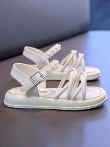 1 双女童夏季珍珠公主凉鞋，儿童软底时尚防滑沙滩鞋 - 白色 - 查看 3