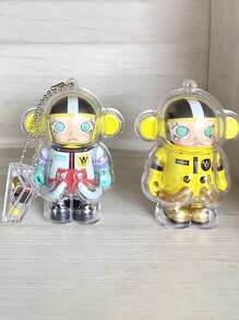 1 pièce Porte-clés pendentif en acrylique de figurine d'astronaute MOLLY avec insert de poupée - coque de protection transparente, accessoire de sac pour Pâques, Thanksgiving, Noël, Halloween, Nouvel An (poupée non incluse)