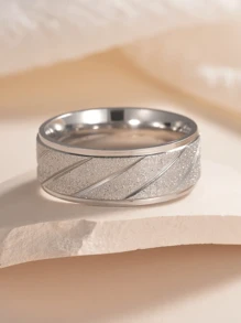 nkeybbon 1 Pc Custom 8MM Men's Sand Twill Frosted Ring Stainless Steel For Women Men Personalized Jewelry Birthday Party Anniversary Valentine's Day Jewellery Gift Name Word Engrave