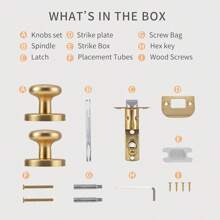 Gold-Interior Lock Passage Door-Knob - Brushed Brass Handles For Hall Closet