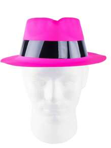 Novelty Place Neon Plastic Party Hats, Fedora With Gangster Mafia Style Dark Glow Hats In Birthday, Music Party(Random Color6/12 Pack) - Multicolor - View 2