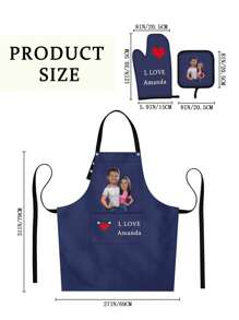 Customized 3-Piece Kitchen Apron Set, Personalized Couple Portrait Apron, Heat Resistant Gloves, Heat Resistant Pad. Suitable For Cooking, Industrial Production, Household Chores, Outdoor Grilling. Hand Or Machine Washable. Multiple Colors Available. Perfect Gift For Her/Him On Birthday, Anniversary, Christmas