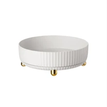 1 pièce Élégante boîte de rangement maquillage rotative à 360 degrés, plateau de vanité grande capacité, support circulaire en plastique multifonction pour parfum, étagère de rangement pour bureau