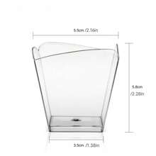 100ml 不对称边缘透明方形杯，容量 3.38oz，适用于蛋糕、甜点、布丁、芝士蛋糕、慕斯、果冻、食品容器、蛋糕模具，可重复使用，适用于新年、情人节、餐厅、酒吧、派对、万圣节、圣诞节等活动，完美的情人节礼物 - 彩色 - 查看 2