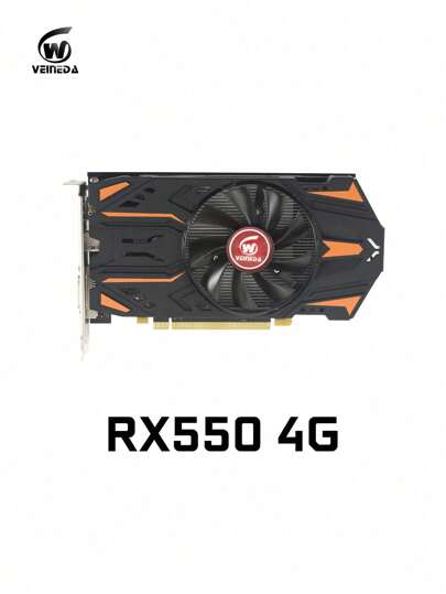 VEINEDA Tarjeta gráfica RX550 4GB D5 128bit GDDR5 6000MHz PCI-E para juegos de PC, para AMD Radeon Rx550 4GB, con conector DVI
