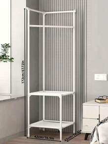 3-laags metalen kledingrek met haken en planken - Multifunctionele vrijstaande kledingorganizer, hoedenrek - roestvrijstalen kapstok voor slaapkamer, woonkamer - veelzijdige montage- en opbergopties
