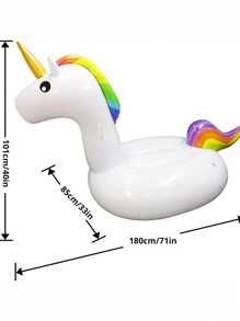 1pc Inflatable Rainbow Unicorn Floating Lounger, Adult Water Seat (Ear Shape Random)