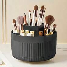 1pc Desktop Rotating Cosmetic Brush Holder, For Storage Of Eye Shadow, Lipstick And Brushes, Easy To Access Small Tools, Knives, Eyebrow Pencils, Razors, Office Stationery, Etc. It Is A Multifunctional Rotating Holder For Household Use And Organizing Cosmetics, Great As An Accessory Or Fun Gift.,For Holiday Beach, Bathroom Collection, Bedroom Collection, Large Capacity