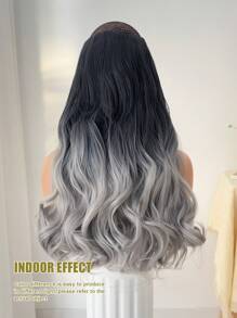 带 5 个安全夹子的金属接发 长波浪 22 英寸金色和深棕灰色 女士