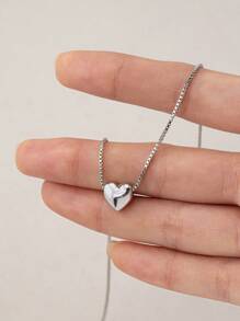 1 Stück Damen Kette mit silbernem Herzanhänger, einfach und vielseitig tragbar, geeignet für den täglichen Gebrauch und als Geschenk, Valentinstag Geschenk für Valentinstag, Mutter, Muttertag, Geschenk