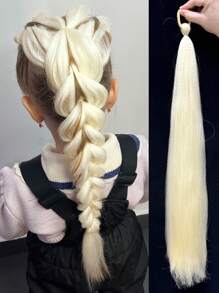 1PC KIDS Synthetic DIY Ponytail Hair With Elastic Hair Band Long Yaki Straight Hair Hair Band Ponytail Hair Extension Party Daily