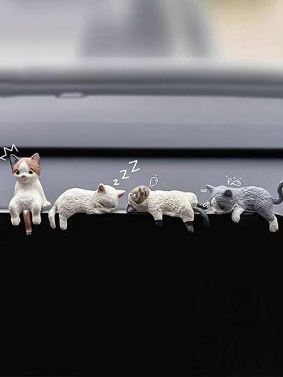 Miniature Healing Cat Figurine, Cute And Funny, Suitable As Home Or Car Decoration, And As Small Gift Back To School