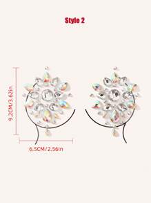 1pair Lady Crystal Acrylic Nipple Stickers For Nightclub Party, For Rave