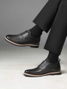 Men's Lace-Up  Light Comfortable Fashion Classic Oxfords Derby Shoes Design With A Sporty Outsole - 黑色 - 查看 2