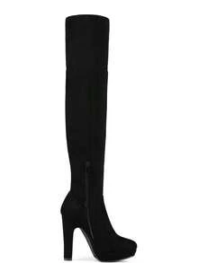 Women's Black Chunky Thigh High Over Knee High Heel Boots - 2025 Style - Sarahi-blacknubuck - Xem 10