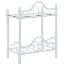 Table basse en acier et verre poli 45 x 30,5 x 60 cm Blanc