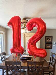 1 buah - Balon Angka Merah 40 Inci, Balon Angka Merah Helium Film Poliester Ukuran Besar, Untuk Ulang Tahun, Dekorasi Perayaan Pesta, Wisuda, Ulang Tahun Pernikahan, Pemotretan - Merah - View 3