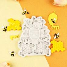 1 件蜂窝状硅胶模具，适用于 DIY 聚合物粘土模具 - 蜜蜂和蜂蜜设计 - 淺灰色 - 查看 4