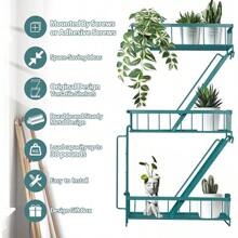 Fire Escape Wall Shelf - Rustic Wall Decorative Floating Shelves, Metal Display Shelves For Wall, Green (3-Tier)Room Decor - Green - View 3
