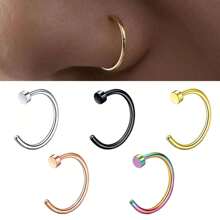 1/3/5Pcs Women Fake Piering Nose Ring Lip Ring 14K Golden Fashion Punk Non Piercing Nose Clip Stainless Steel Perforation Septum Body Jewelry