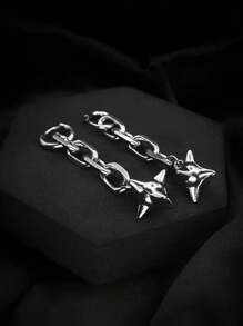 1 par de pendientes con caída de bolas de cadena de acero inoxidable, joyería unisex de estilo punk gótico