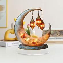 Pieza decorativa de luna creciente acrílica para Eid Al-Fitr, accesorio colgante para el mostrador de la sala de estar del hogar, artículo de decoración festiva