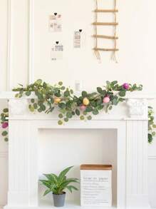 1 peça 66,9 polegadas guirlanda de ovo de Páscoa artificial simulando plantas verdes, com ovos de Páscoa, decoração de videira de folhas de eucalipto de primavera, adequada para decoração de casa interna e externa, centro de mesa de jantar, porta da frente, lareira, jardim, festival, decoração de festa, sem necessidade de fonte de alimentação