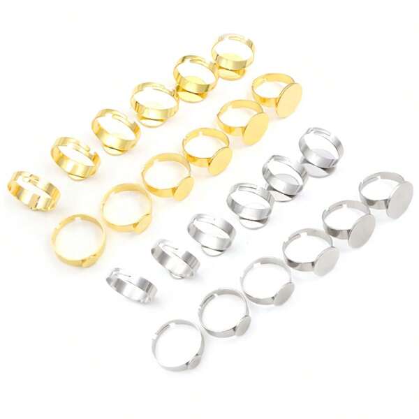 5pcs Fits 6-15mm Cabochon Adjustable Ring Blank Base Settings 304 Stainless Steel DIY Jewelry Making Accessories Findings