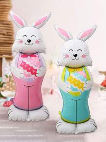 kumozawa 2 quả bóng bay đứng hình thỏ Phục sinh 4D, đồ trang trí tiệc theo chủ đề Phục sinh, thỏ Phục sinh - Nhiều màu - Xem 3