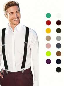Solid Color Men Suspender With 3 Strong Clips Adjustable Braces Suitable For Teen Summer Casual Outdoor Athletic Or Vacation Travel Or Graduation Gifts Or Birthday Dress Accessories Or Daily Wear