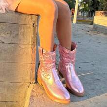 Botas vaqueras para niñas - Rosa coral - Ver 5