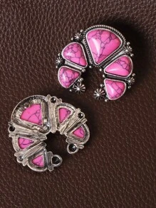 1 set de collar con colgante y aretes de estilo retro y país del oeste antiguo con diseño exagerado de color turquesa al estilo del Día de San Valentín para mujeres