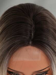 PIAOYUN Mini Lace Farbverlauf Blonde Bob Perücke für Frauen, kurzes glattes Haar, natürlich aussehende Perücke mit dunklen Wurzeln, Kunsthaarperücke ohne Kleber, hochwertige 2 * 0,5 U-Teil kleine synthetische Lace Front Perücke für den täglichen Gebrauch, 14 Zoll