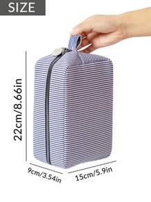 Neceser de maquillaje personalizado con monograma, bolsa con inicial personalizada, bolsa de tocador de gran capacidad a rayas, organizador de viaje de moda - Multicolor - Ver 8