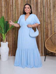 MILENKA DRESS - Baby Blue i kremowy - Zobacz 1