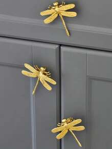 4 piezas de tiradores de gabinete de estilo moderno estadounidense en color dorado, adecuados para gabinetes, cajones, armarios, alacenas, cómodas, estantes para zapatos, hechos de material de cobre puro. Incluye tornillos. - Dorado - Ver 6