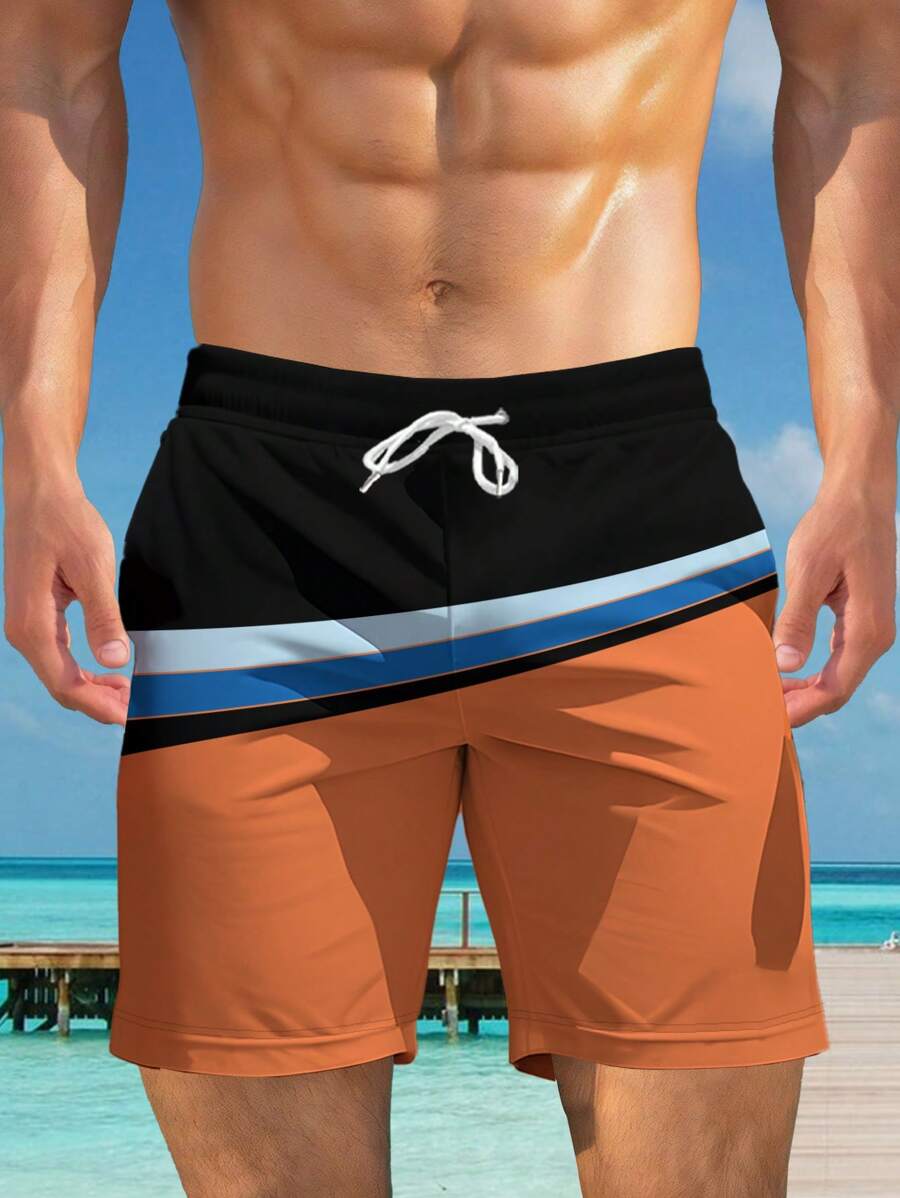 Men's Hawaiian Style 3D Print Beach Shorts - Quick Dry, Drawstring Waist, Perfect Choice For Summer Outing - Multicolor - View 1