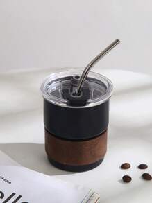 1 taza de café de acero inoxidable 304 personalizada con tapa, taza para acampar al aire libre, jarra de cerveza con aislamiento grueso y escalonado con funda, capacidad de 300 ml